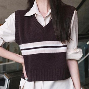 【巴黎精品】現貨+預購 法式針織背心無袖背心削肩上衣百搭休閒女裝-小香風條紋顯瘦女上衣3色a1lg103