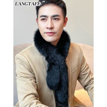 狐貍毛圍巾毛毛圍脖秋冬季保暖雙面休閑男百搭生日禮物潮韓版百搭