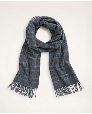 Brooks Brothers Men's Lambswool Fringed Scarf | Grey/Blue