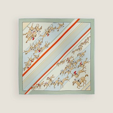 Hermes 愛馬仕 駿馬奔騰絲巾 杏仁綠（45cm*45cm）