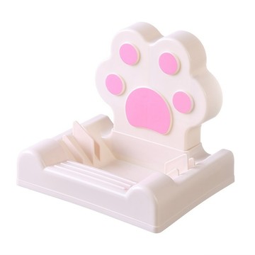 荷生活 貓掌造型穩固帶接水槽鍋蓋置物架 多槽位可隔油瀝水廚具收納架-2入