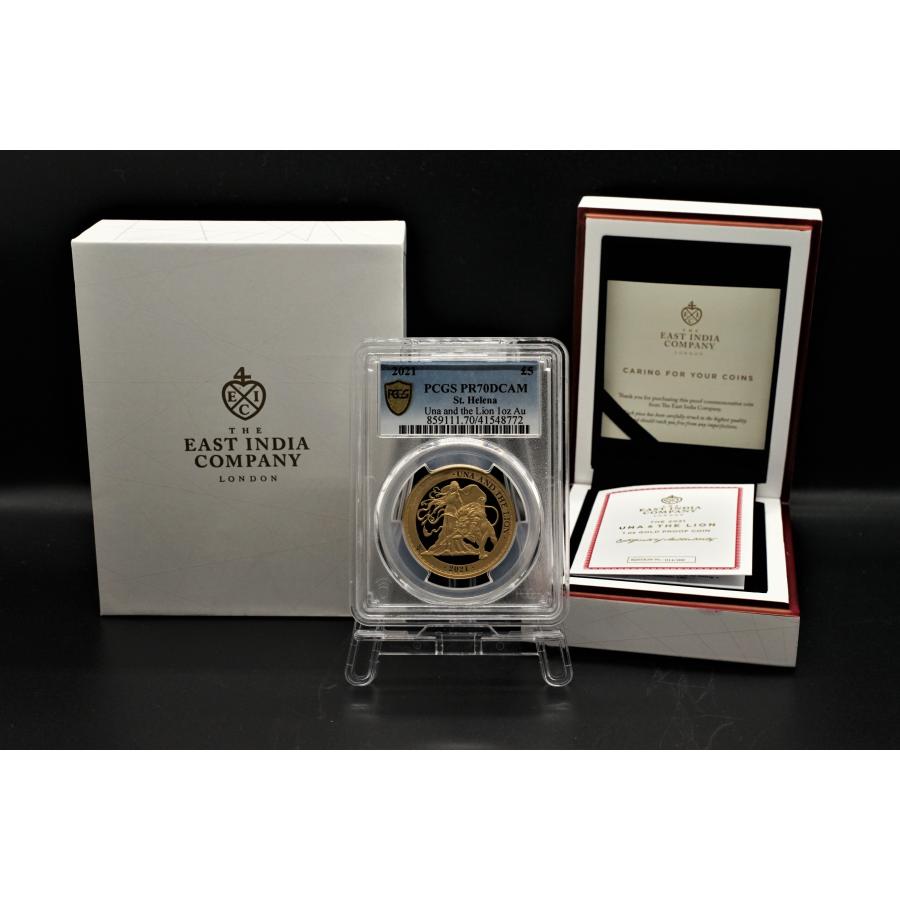 2021年 Una and Lion 1oz Gold Proof　ウナ＆ライオン ST. Helena PCGS PR70 DCAM セントヘレナ イギリス 金貨 最高鑑定