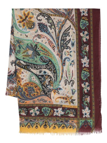 ETRO - Floral Paisley-print cashmere scarf - women - Cashmere - One Size - Red