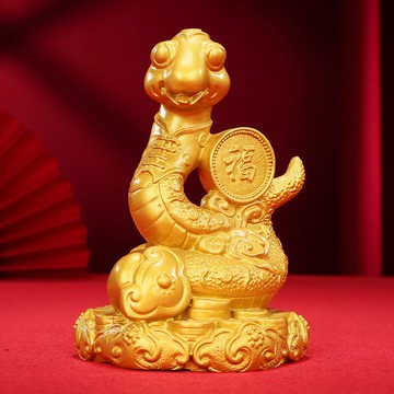 ?可開發票?免運 銅欣祥 黃銅生肖蛇擺件 沙金色十二生肖家居辦公室桌面工藝品擺設