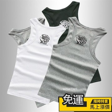 🔥台灣熱賣🔥夏季男士個性印花純棉背心 健美休閒運動打底衫 棉質透氣汗背心 無袖修身外穿潮牌