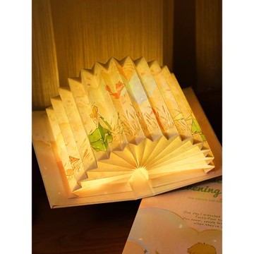 小日子不翻篇 王子與玫瑰扇形高級感氛圍小夜燈 文藝手工書燈擺件