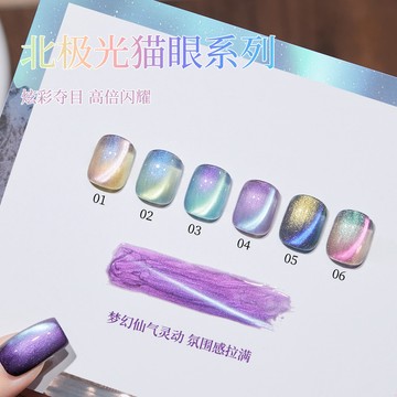 台灣現貨🔥爆閃極光貓眼膠 玻璃珠晶石質感 高密磁粉彩虹極光多色 美甲店專用UV光療膠 持久不縮膠 快速出貨