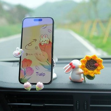 車載手機支架卡通可愛出風口吸盤式車內汽車支撐架儀表中控臺導航