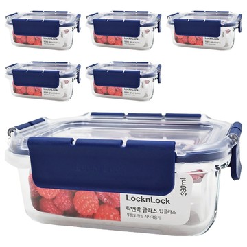 LocknLock 樂扣樂扣 Top Class 耐熱玻璃長方形保鮮盒  380ml  6個