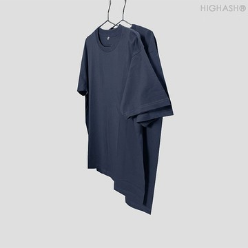 230g霧靄紫藍色寬松直筒版型圓領短袖T恤高級灰原創設計