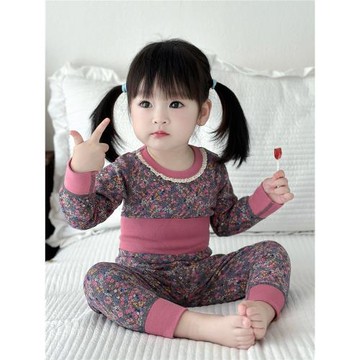 嬰兒無骨高腰秋衣寶寶純棉護肚秋褲兒童秋冬內衣套裝女童睡衣保暖