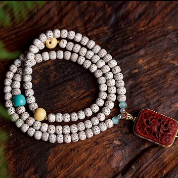 星月菩提6*7mm 108顆配金膏玉創意文玩佛珠手串手鏈工藝品秒拍