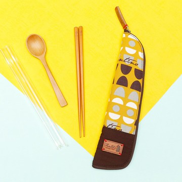 獨創布花 棉麻餐具袋::黃水玉:: (水玉迷宮)環保餐具/畢業季