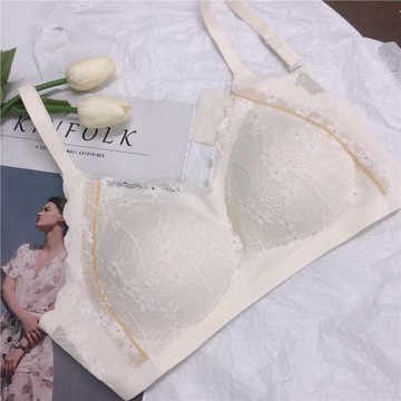 蕾絲薄款舒適雙肩帶文胸透氣無鋼圈聚攏上托搭扣內衣女性感純欲