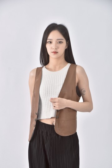 (S) 質感皮質美拉德棕色外套