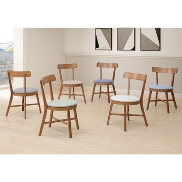 直人木業-AXEL胡桃色山毛櫸圓形座墊實木椅(六色可選)6902香芋粉紫