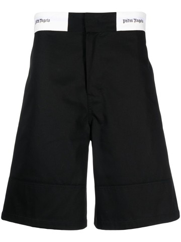 Palm Angels - logo-waistband tailored shorts - men - Polyester/Cotton/Cotton - 48 - Black