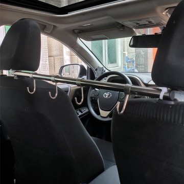 車用掛鉤 車載掛勾 車載收納神器晾衣置物桿後座不銹鋼金屬掛鈎創意多功能座椅掛鈎子