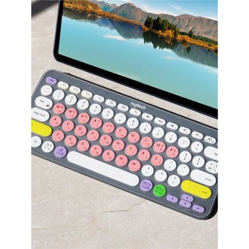 適用羅技無線藍牙K380鍵盤韓語鍵盤貼膜整張凹凸硅膠墊韓版韓文套