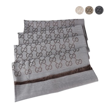 GUCCI 古馳 雙G LOGO緹花羊毛圍巾(四色)