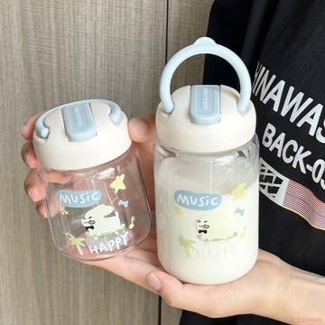 闆娘推薦🌈可愛塑料杯小巧女生高顏值吸管杯高硼硅迷你便攜耐高溫透明水杯子