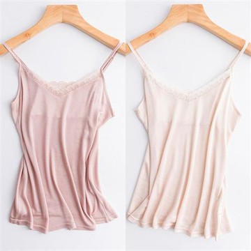 【米蘭精品】現貨+預購 頂級法式緞面背心絲質上衣名媛絲綢冰絲質襯衫-蕾絲V領短版寬鬆內搭女上衣4色74lt4