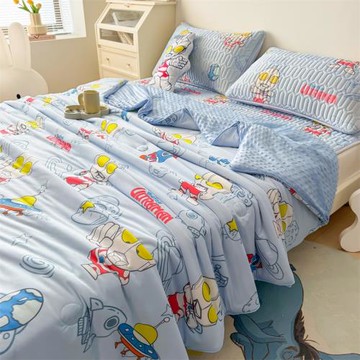 夏季冰絲乳膠涼席四件套2025新款兒童夏涼被學生宿舍三件套空調被