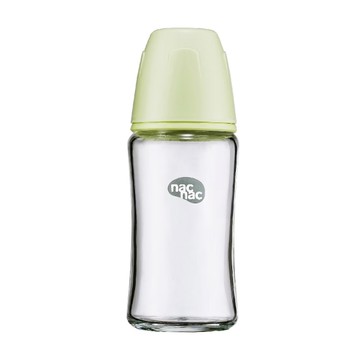 Nac Nac 妍心35%晶透防脹氣玻璃寬口奶瓶240ml-茉莉綠