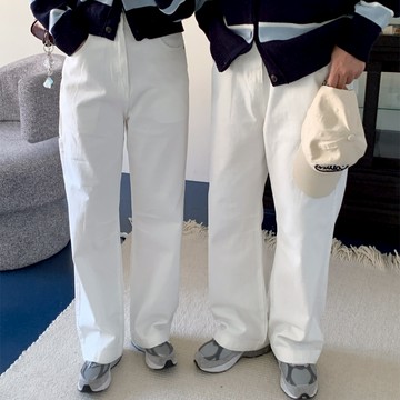 正韓Unisex 堅固棉料膝上摺線半寬直筒休閒褲 3色 YUPPIE 預購商品 0303