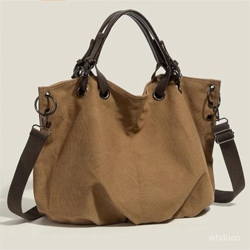 👜 卿選好物 👜 複古懶惰風大容量工裝帆布包 韓系包包 學生上課百搭託特包 通懃單肩斜挎包 大容量托特包