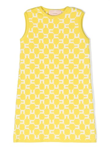 Elisabetta Franchi La Mia Bambina - monogram-jacquard sleeveless dress - kids - Viscose/Polyamide/Polyester - 6 yrs - Yellow