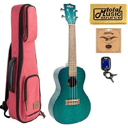 Kala KA-CEMB Exotic Mahogany Concert Ukulele, w Red Sonoma Case Bundle