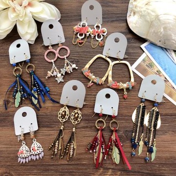 小眾設計歐美復古個性手工耳環天然石長款流蘇耳墜百搭宮廷耳飾品