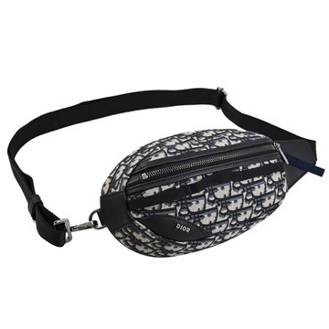 Christian Dior Scarab Oblique 浮雕LOGO緹花胸口包/腰包.深藍