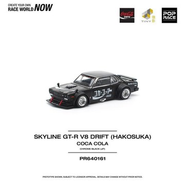 POPRACE 161 1/64 日產 NISSAN SKYLINE GT-R V8 DRIFT 可口可樂 日版 電鍍黑