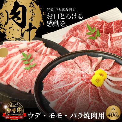 ふるさと納税 木城町 宮崎牛ウデ・モモ・バラ 焼肉用 各400g (木城町)