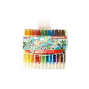 節奏 TEMPO mini旋轉蠟筆 12色 /盒 CR-90【APP滿額下單10%點數(單一帳號最高5000點)】1/31止