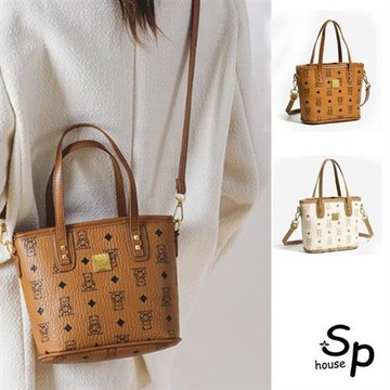 【Sp house】OL穿搭小熊印花單肩斜背手提女用包(2色可選)