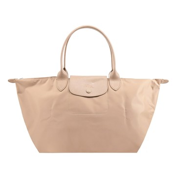 LONGCHAMP LE PLIAGE ONE系列再生尼龍寬版單色摺疊肩背/手提水餃包(大/米)