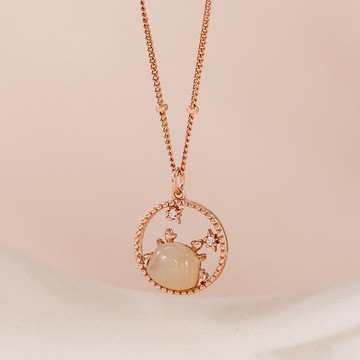 [925純銀]星辰守護龍和田玉項鍊【SL906】-玫瑰金