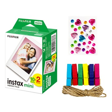 FUJIFILM 富士 instax 馬上看 mini 底片 60張 + 寶石貼紙 + 彩色木夾 + 麻繩  單一商品  1組