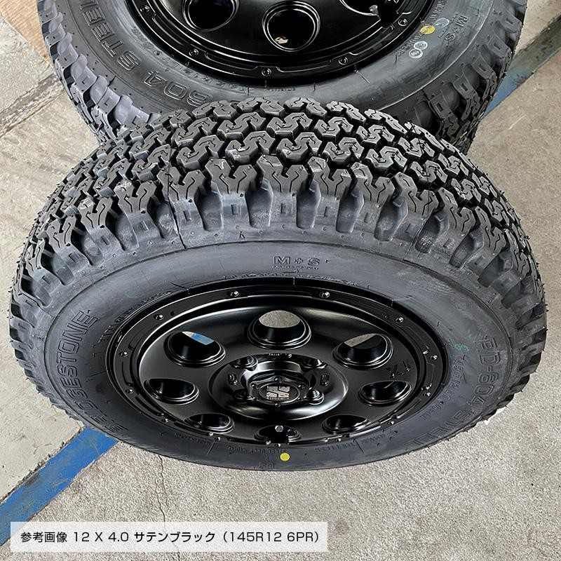 604V 145/80R12 80/78N エクストリームJ KK03 12×4.0 サテンブラック 4 ...