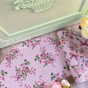 ｛現貨 附發票｝現貨速發 法式玫瑰絲圈蹭泥墊 入門墊 浴室防滑墊  地毯 鄉村風 歐式 生活用品 居家生活 玫瑰 蝴蝶結