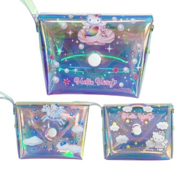 小禮堂 Sanrio 三麗鷗 Hello Kitty 透明極光迷你零錢包 (fantasy 美人魚)