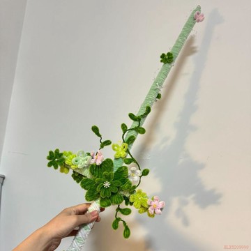 桃園出貨✨扭扭春日幸運四葉草劍扭扭棒diy手工自制桃花劍送女友手機飾品