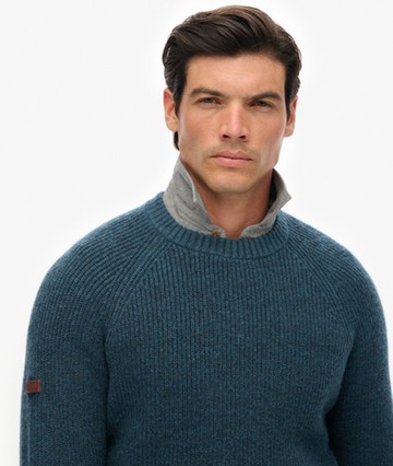 Superdry Men's Chunky Raglan Jumper Navy Size: Xxl