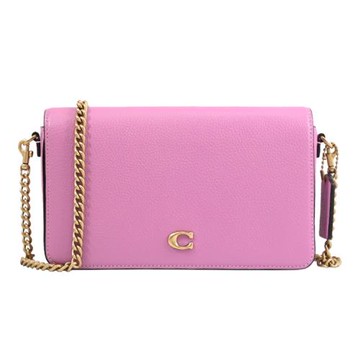 COACH CAO01 Mila 簡約C LOGO翻蓋斜背包/晚宴鏈包.粉紫