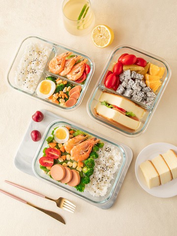 玻璃飯盒可微波爐加熱專用學生上班族餐盒格保鮮保溫分隔型便當碗