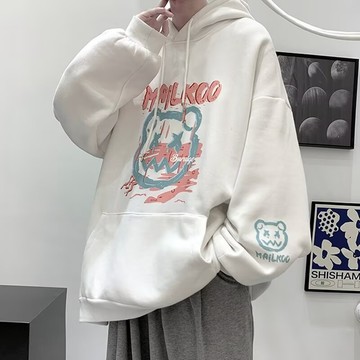 臺灣出貨 情侶穿搭 長袖帽踢套頭版 圖案設計 秋冬休閒款 M到8XL可選 多場閤日常穿搭 印花潮流造型連帽上衣 YTV2