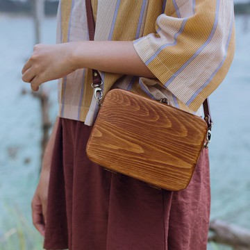 古著復古 手工原木包 斜挎包 單肩包